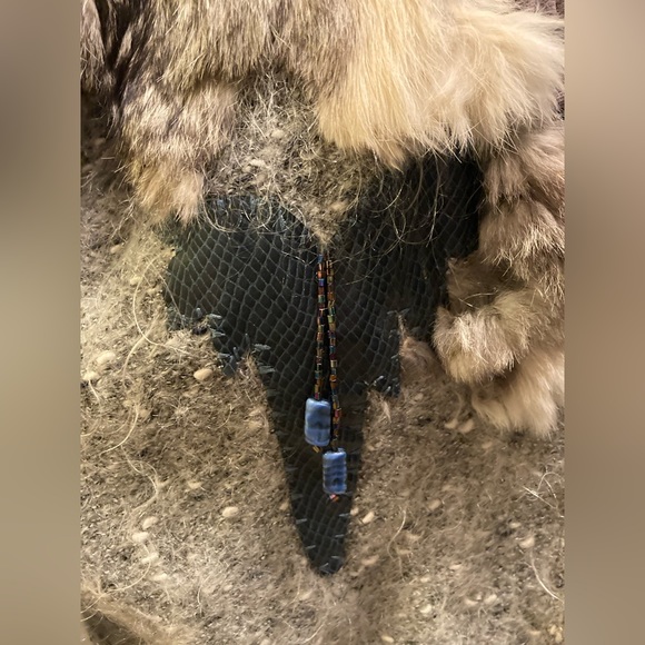 Vintage SWEATER Wool ~ Buttoned (M) Cardigan ~ multi/media/lapis lazuli/fur - Picture 8 of 16